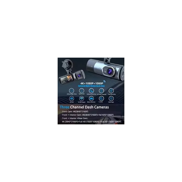 DASH CAM FULL UHD 4K 3 CANAUX