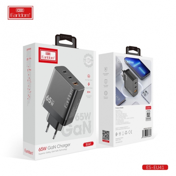 Chargeur Earldom 65W GaN Noir