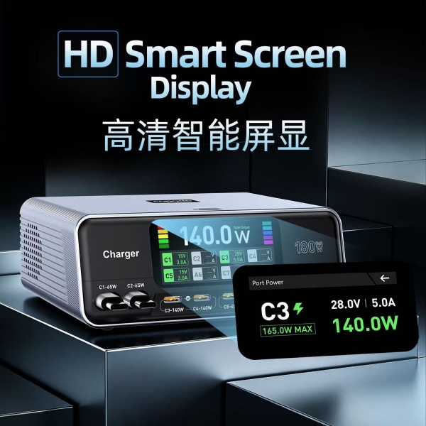 Chargeur Bureau GaN 180W -...